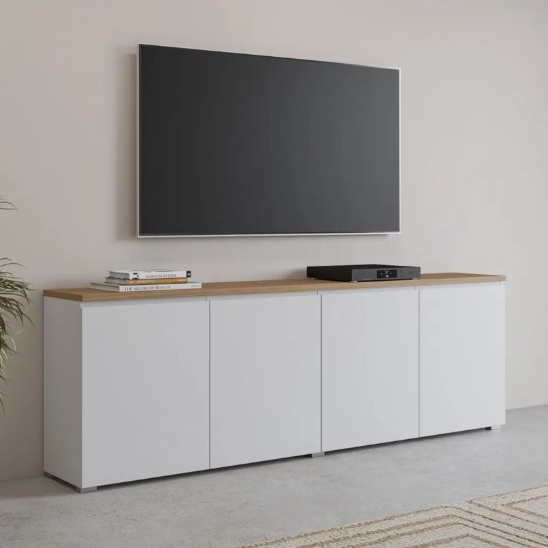 Unfinished Display Stand with Fireplace Included, White