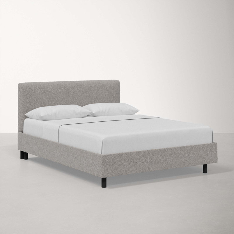 Adrien Upholstered Platform Bed, Twin, Classic Elephant Boucle
