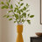 Decorative Vase, Flared Rim, Angular Edges, Mustard Yellow Ceramic 15 Inch