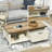 Farmhouse Coffee Table With Storage Drawer, Rustic Coffee Table For Living Room, Open Shelf