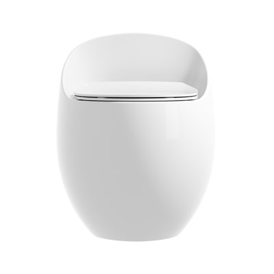 Egg Shape Ceramic Toilet In Glossy White - 1.28 Single Flush, Stain, Bathroom White, Modern Artistic Design