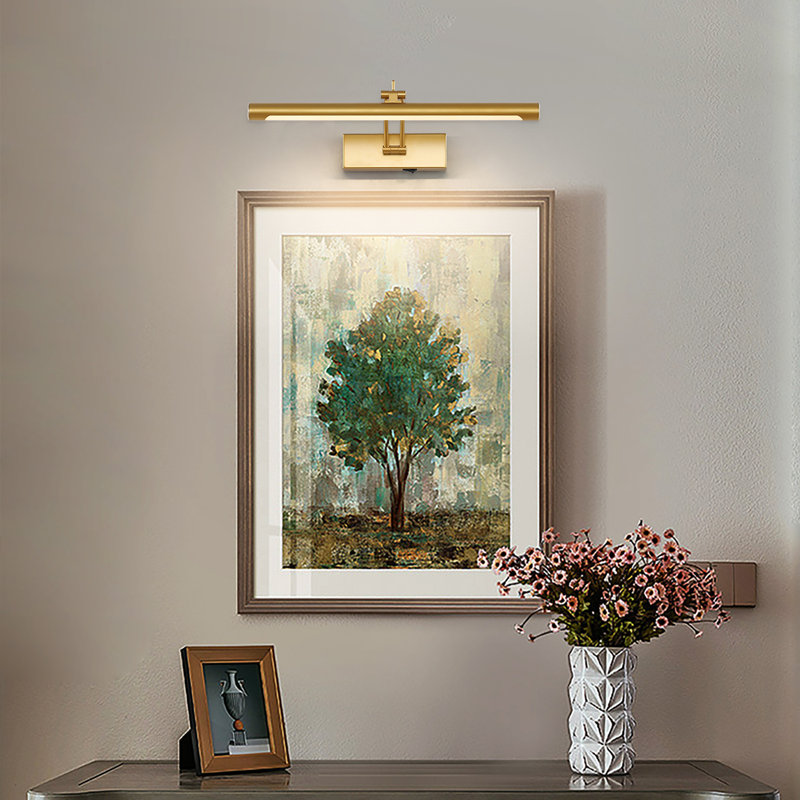 Brushed Gold 15.75 in. LED Picture Light with Remote Control Dimmable Multiple Color Temperatures Rotatable and Timer