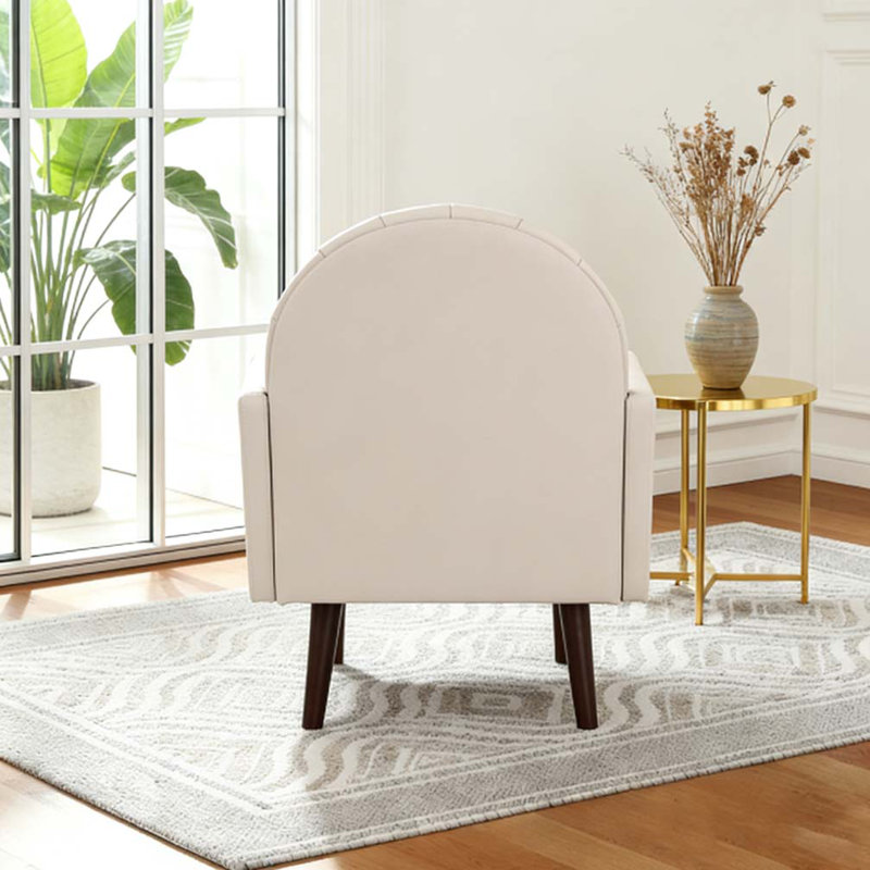 Fauteuil avec revêtement en similicuir et pieds en bois, Kaki