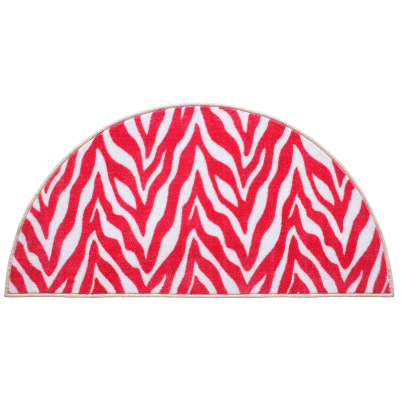 Animal Print Red Indoor / Outdoor Area Rug, Half Round 3' x 6'