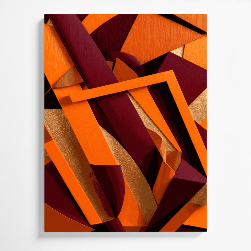 «Abstract Shapes 54», art mural sur toile brune, H 18 po x l 12 po