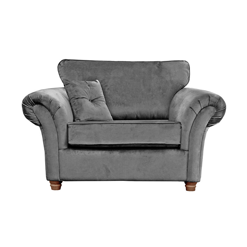 Lila 2 Seater Velvet Loveseat, Grey