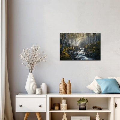 Hiver, forêt de bouleaux, art mural sur toile pour le décor de la chambre à coucher, impression sur toile paysage naturel, affiche de peinture prête à accrocher 12 po x 16 po à 36 po x 48 po, 12 po x 18 po