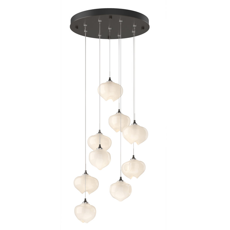 Ume 9 - Light Cluster Geometric Pendant, Oil Rubbed Bronze, Frosted, 10" - 80"