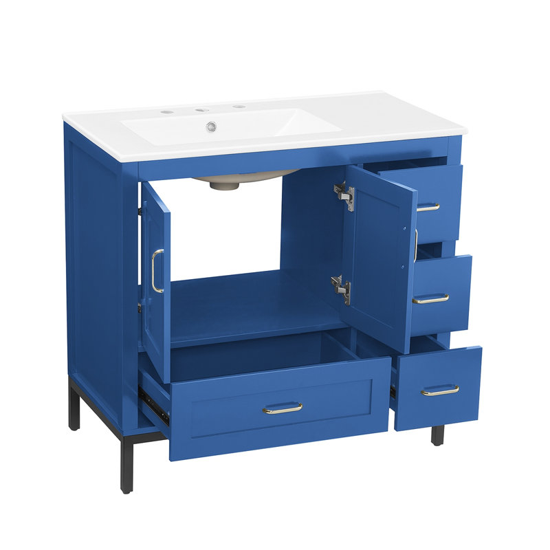 Meuble-lavabo de salle de bain, Bleu