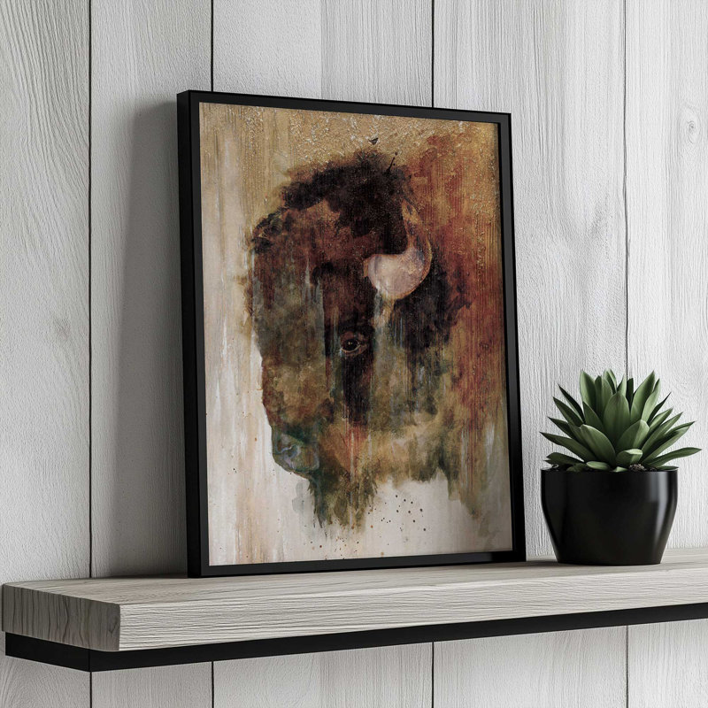 Illusive Buffalo by White Ladder Art Print, 12 W x 16 H, Silver, Framed Print