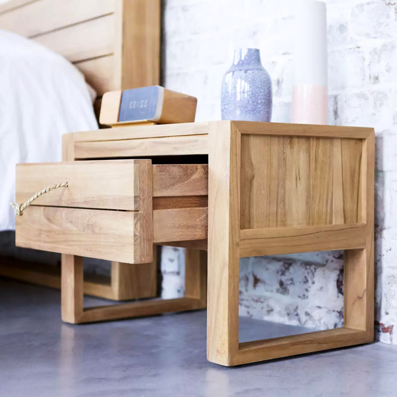 Minimalys 50cm W Solid Wood Bedside Table