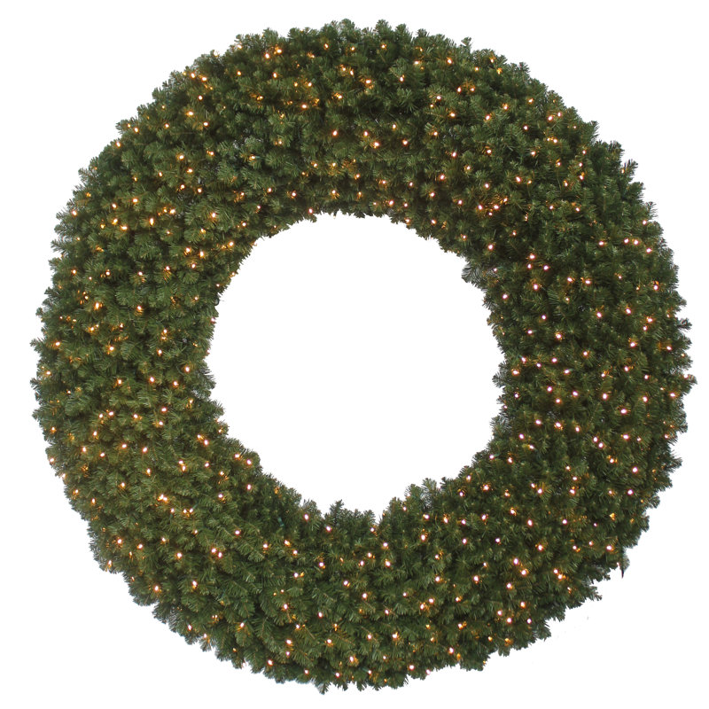 Faux Lighted Wreath, 84" H x 84" W x 11" D