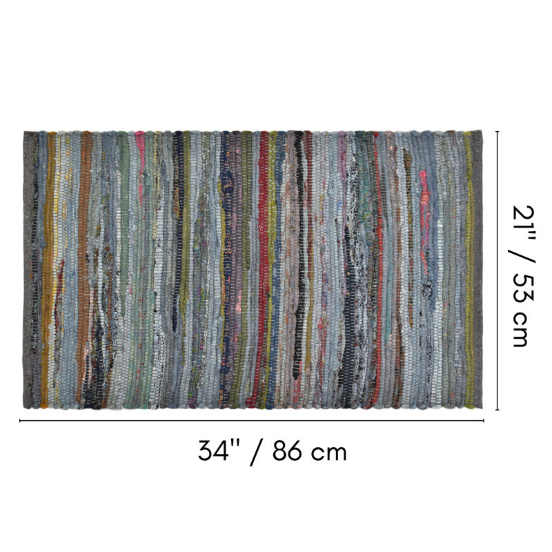 Cotton Abstract Indoor Rug, Rectangle 1'9" x 2'10"