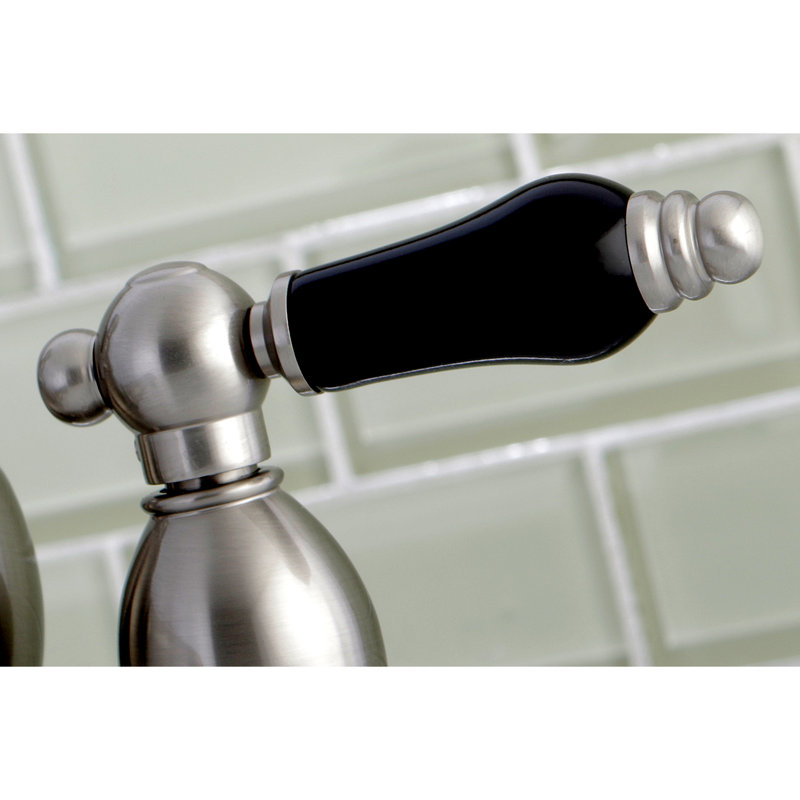 Kingston Brass Duchess Two-Handle 3-Hole Deck Mount 4" Centerset Bathroom Faucet with Brass Pop-Up, Brushed Nickel