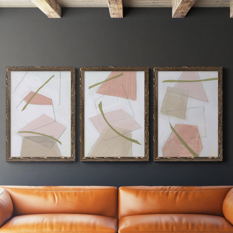 Trove I - Ensemble de 3 peintures sur toiles encadrées, Noyer, H 31,5 po x l 47 po x P 1,5 po