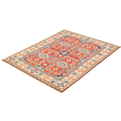 Tapis de bois one-of-kind à la main-noué la 2010 gaznis rouge/doré 4 pi 11 po x 6 pi en laine Hypoluxo