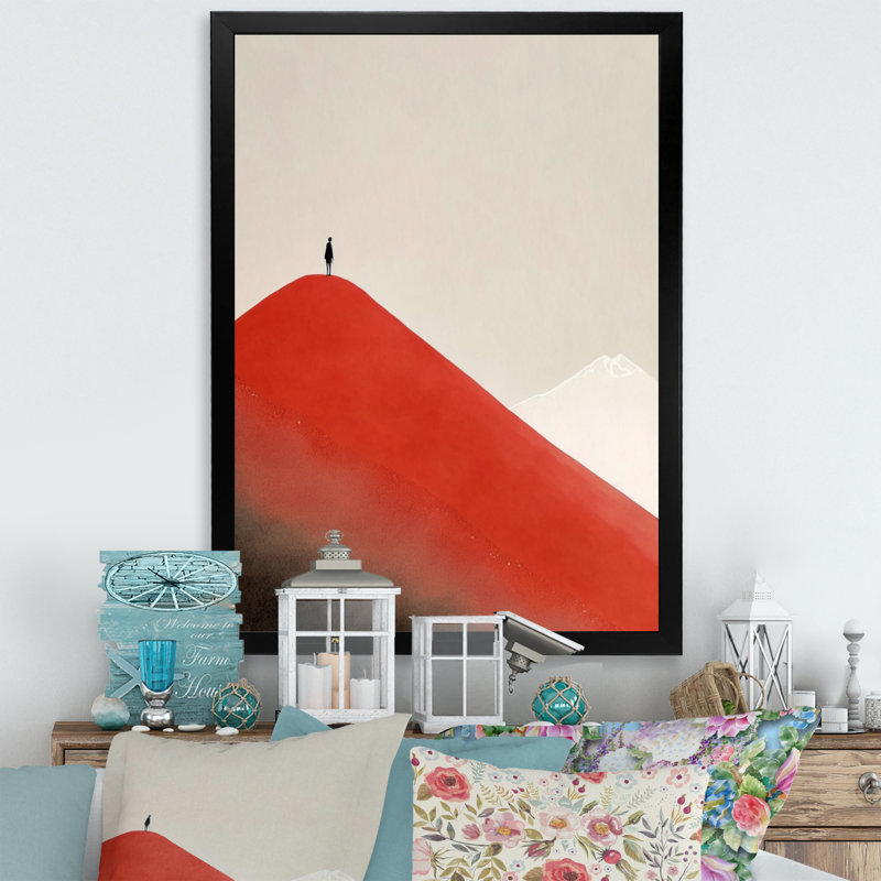 Solitude en rouge - reproduction sur toile, H 20 po x l 12 po x P 1 po, Impression noire sur toile encadrée