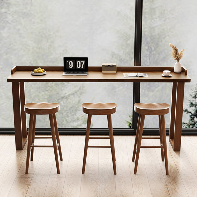 Solid Wood Bar Table with Raised Edge, 43.3" H x 78.7" W x 15.7" D