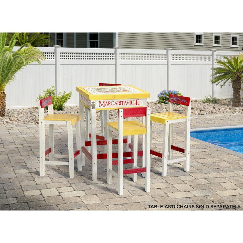 Colorful Poplar Wood Outdoor Bistro Table with Beverage Tub