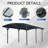 10x19x7 Metal Outdoor Arch Carport For Driveway Car, Truck