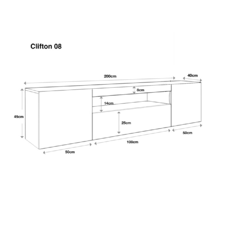 Clifton Unfinished TV Stand for TVs up to 88", Grey/Blue
