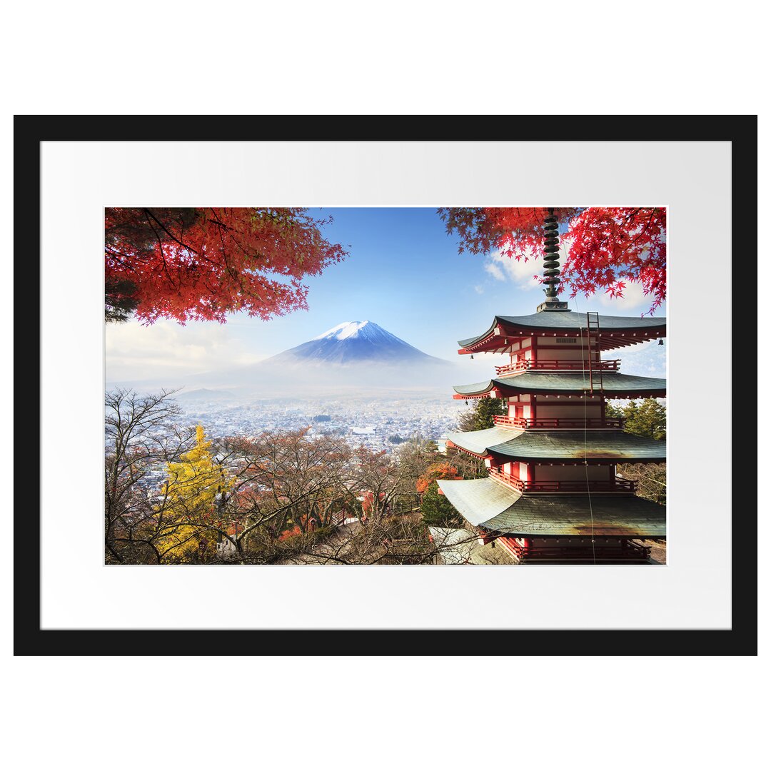 Gerahmtes Poster Japanischer Tempel im Herbst