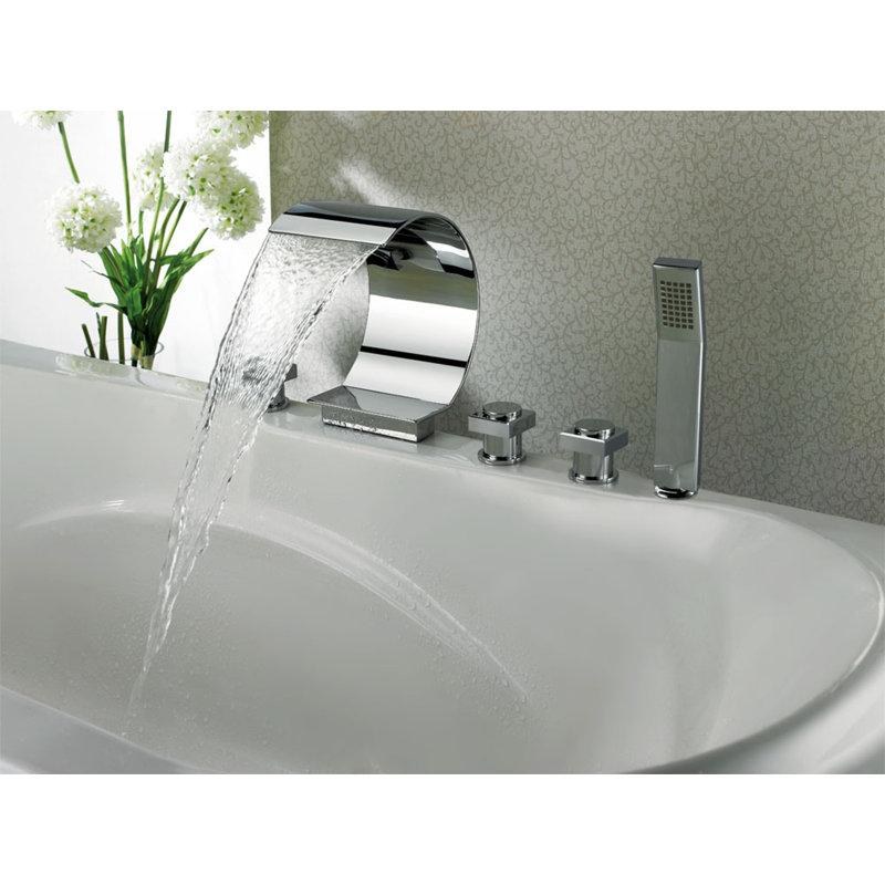 3 Handle Bathroom Waterfall Faucet with Diverter