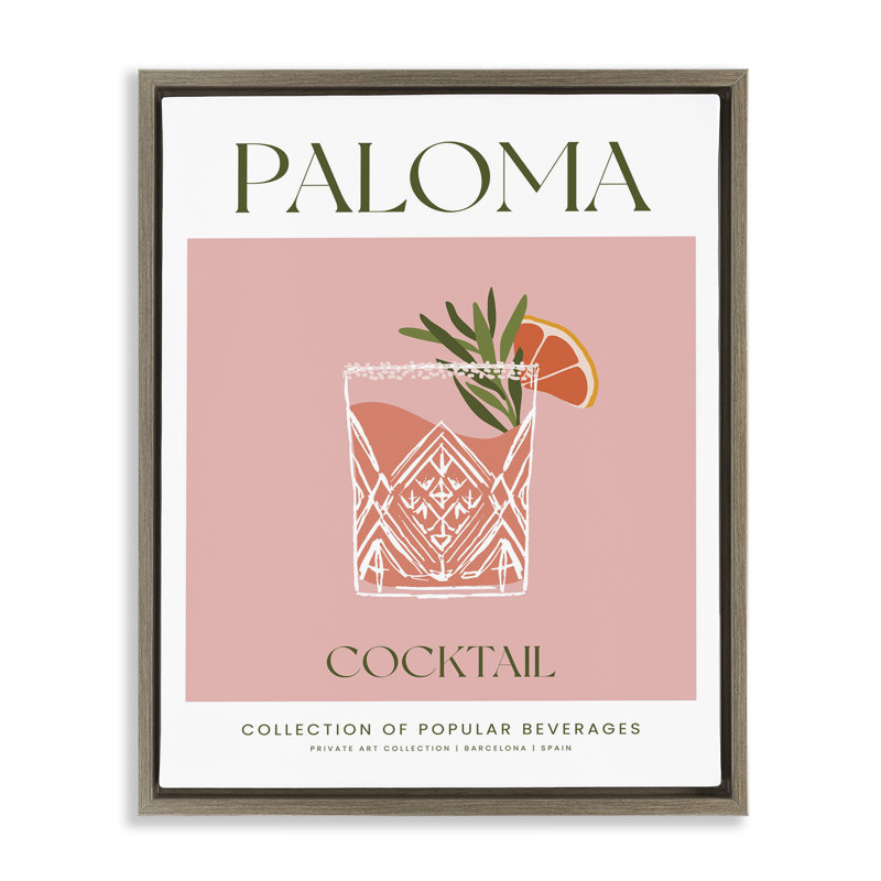 «Minimal Paloma Cocktail», art mural encadré flottant, H 21 po x l 17 po, Cadre flottant orme Montalcino