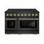 ZLINE Autograph 48 in. Paramount Induction Range in Black Stainless Steel with Gold Accents