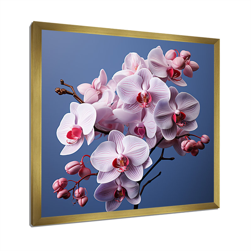 Orchidées mauves I - orchidées murales, H 24 po x l 24 po x P 1 po, Cadre doré simple
