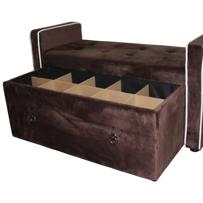 22" Shoe Storage Bench Suede