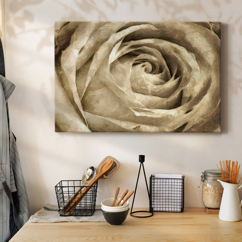 Neutral Wall Flower IV-Gallery Wrapped Canvas, 32" H x 48" W