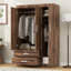 Armoire-penderie à trois portes avec 2 tiroirs et 2 tringles de suspension, parfaite pour un rangement organisé et élégant-1179639891