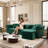 89" Velvet Sleeper Sofa Bed, Pull-out Convertible Couch Bed, Upholstered Chesterfield Sofa Bed with 4 Pillows, Green-723470131