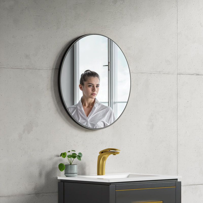 Cobin Metal Flat Wall Mirror, Black