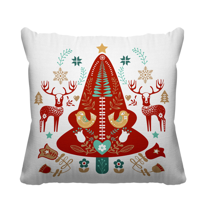 Coussin intérieur / extérieur Scandinavian Christmas Tree, L 15 po x H 15 po, H 15 po x l 15 po