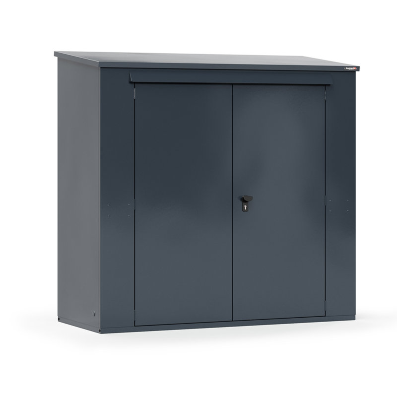 Trojan Plus 7 ft. W x 3 ft. D Apex Metal Tool Shed, Grey, 7 ft. W x 3 ft. D