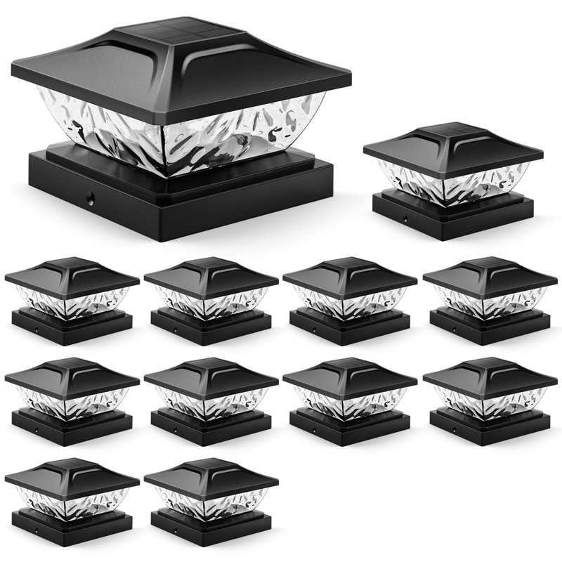 Lampadaires solaires à poteau solaire, poteaux de clôture à énergie solaire imperméables pour l'extérieur 2 modes, lampe de terrasse décorative compatible avec poteaux de jardin 4 x 4, 4,5 x 4,5, 5 x 5