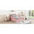 Space-saving Twin Wood Platform Bed With Guardrails And Storage, Pink - Modern Design For Cozy Bedrooms