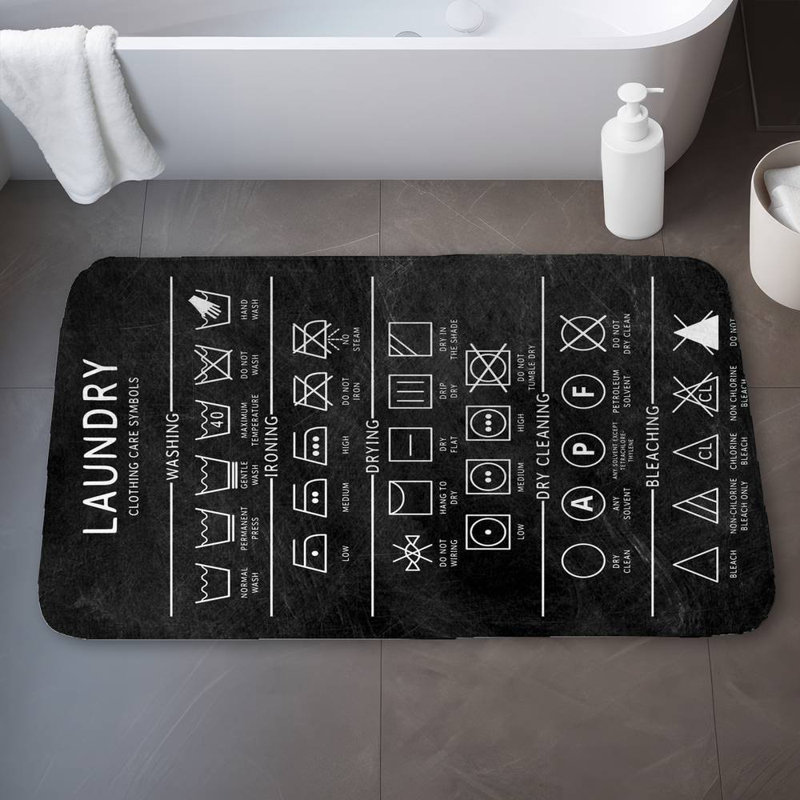Laundry Bath Mat with Non-Slip Backing - Quick Dry Memory Foam Bathroom Rug - Absorbent - Modern Plush Spa-Style - Machine Washable