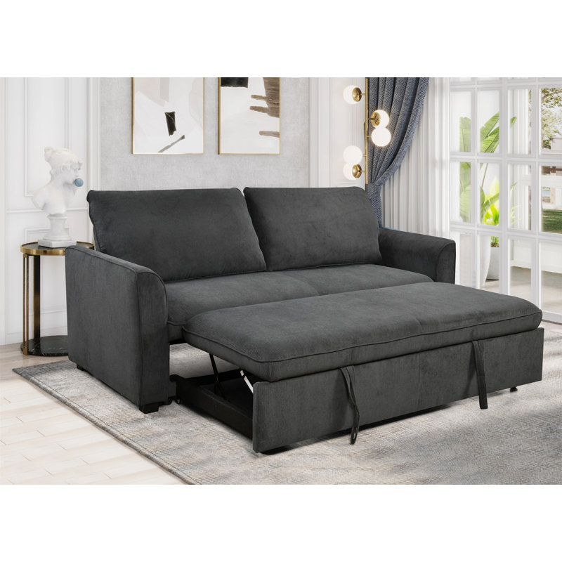 Canapé-lit convertible 78 po 3 en 1, Tissu gris foncé