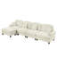 Canapé modulaire classique à trois places en forme de L avec accoudoirs évasés et volants amovibles, jupes plissées et pieds fuselés, canapé à quatre places en chenille confortable avec repose-pieds mobile, blanc beige-413503985
