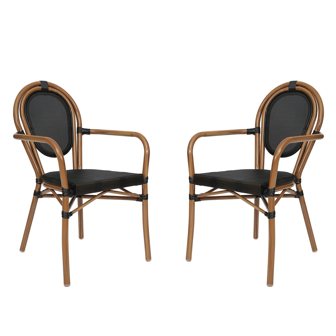 Indoor/Outdoor Commercial Thonet Bistro Stacking Chair with Arms (Set of 2) Bay Isle Home™