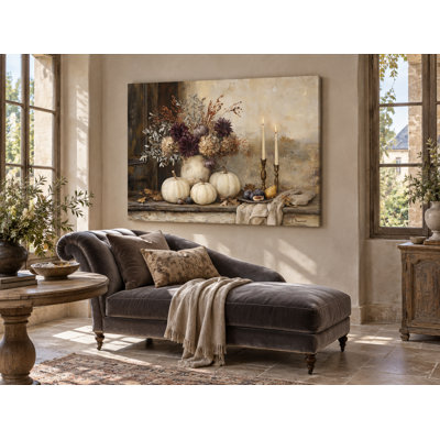 «Rustic Linen Harvest Bouquet Floral», art mural sur toile tendue