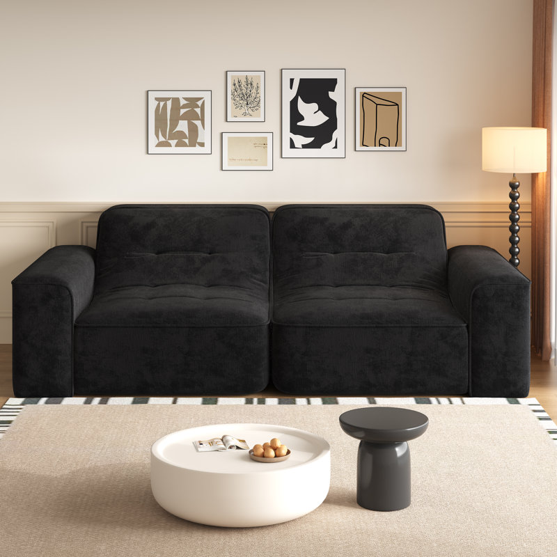 Canapé modulaire touffeté 83,6 po - Canapé 3 places en chenille étincelante de luxe avec support ergonomique et assise profonde