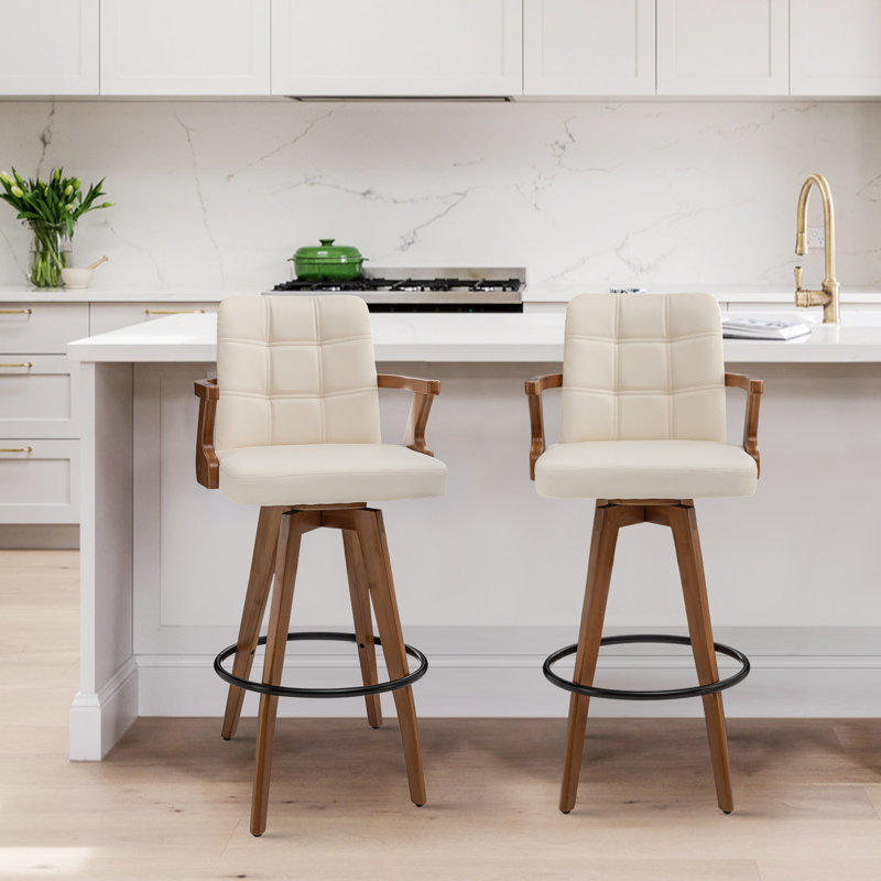 Lorant Swivel Bar Stool, Beige, Bar Stool (76.2cm Seat Height)