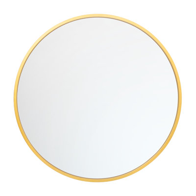 20-Inch Round Wall Mirror, Slim Aluminum Frame, Shatter-Resistant HD Glass, Modern Circle Mirror for Bathroom Bedroom Entryway, Gold/Brass