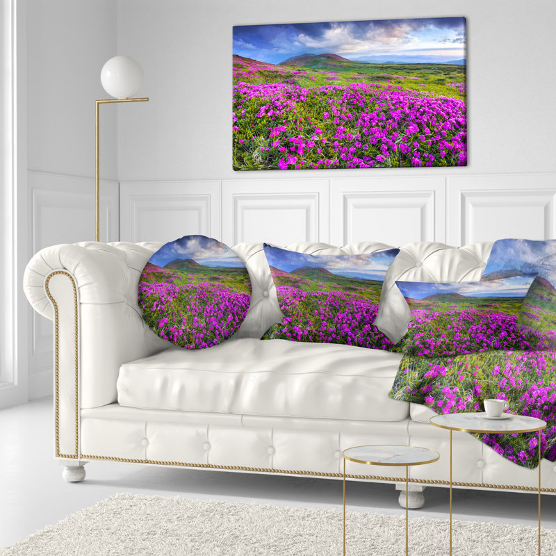 Housse de coussin rectangulaire en lin Rhododendron