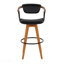 Tabouret de bar pivotant 1 pièce à hauteur fixe - 29 po en bambou noyer, similicuir noir-131670584-131670587