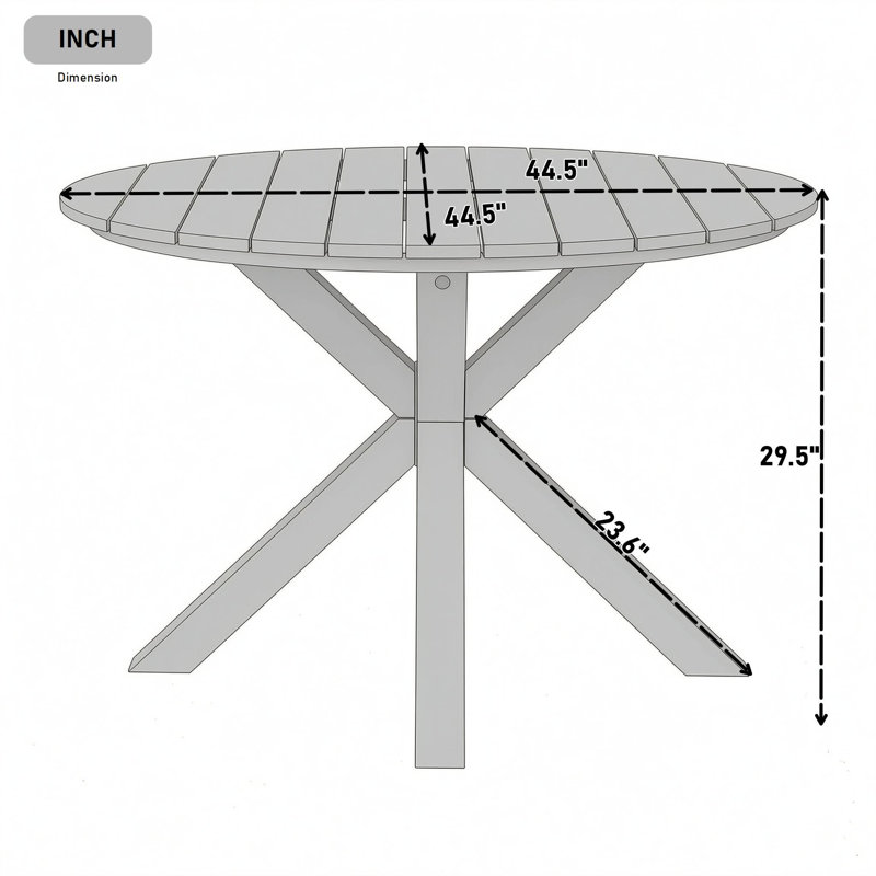 Table de salle à manger ronde en bois pour l'extérieur, Natural